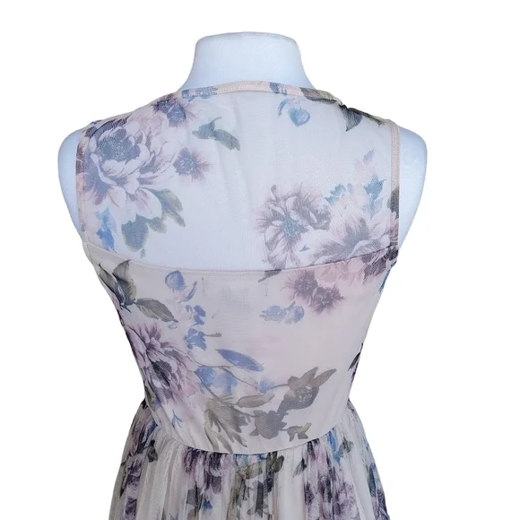 Candalite Dusty Pink Floral Mesh High Neck Maxi Dress Women's Size S - Picture 8 of 11